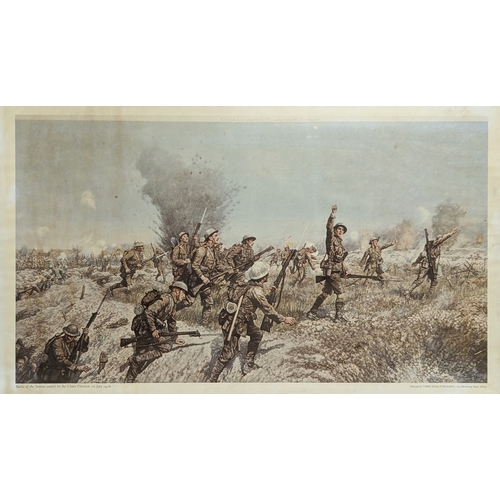 756 - A print depicting The Battle of the Somme attack by the Ulster Division 1st July 1916. Published by ... 