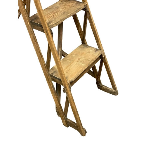 350 - An early 20th century lattice step ladder by The Hatherley. 148cm folded.