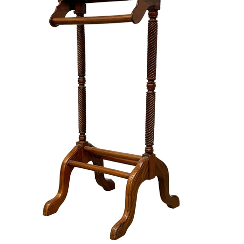 358 - A large mahogany valet stand with 2 drawers. 46x121.5cm