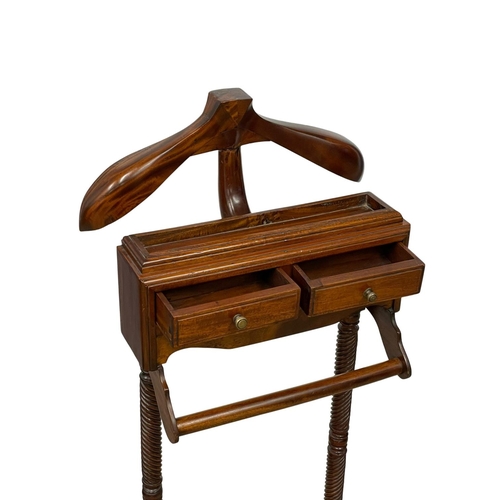 358 - A large mahogany valet stand with 2 drawers. 46x121.5cm