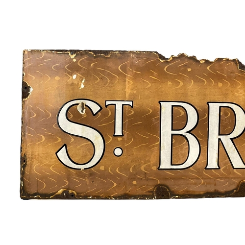 63 - A large vintage Ogden’s St Bruno Flake enamel sign. 185x48cm