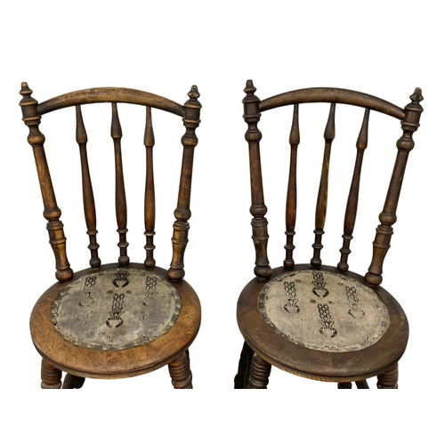 94 - A pair of Victorian Stick Back kitchen chairs. Circa 1890.