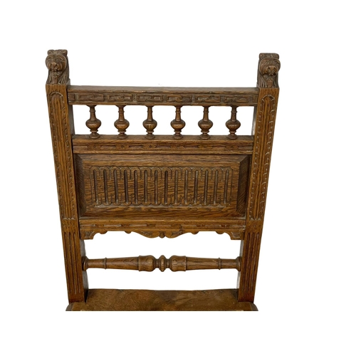 98 - A late 19th century French oak side chair with bergere seat. Circa 1890.