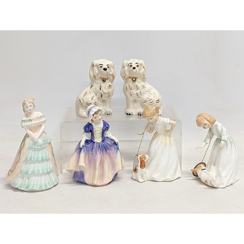 762 - 6 pottery figures, including 5 Royal Doulton, and 1 Coalport. 