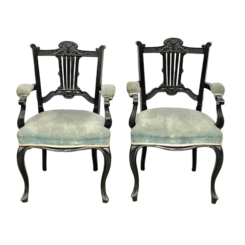 118 - A pair of Edwardian mahogany parlour chairs.