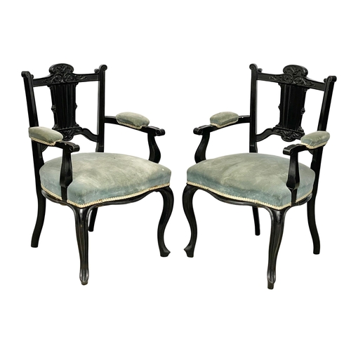 118 - A pair of Edwardian mahogany parlour chairs.