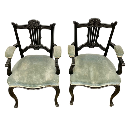 118 - A pair of Edwardian mahogany parlour chairs.