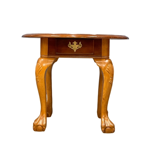 122J - A modern occasional end table with drawer on Ball & Claw feet. 63x54cm