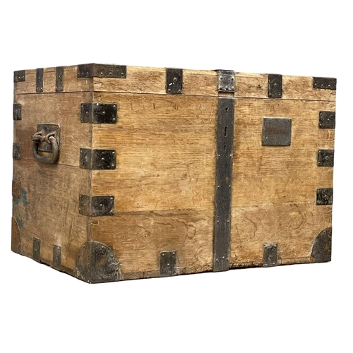 129 - A large Victorian metal bound silver chest. 80x53x53.5cm