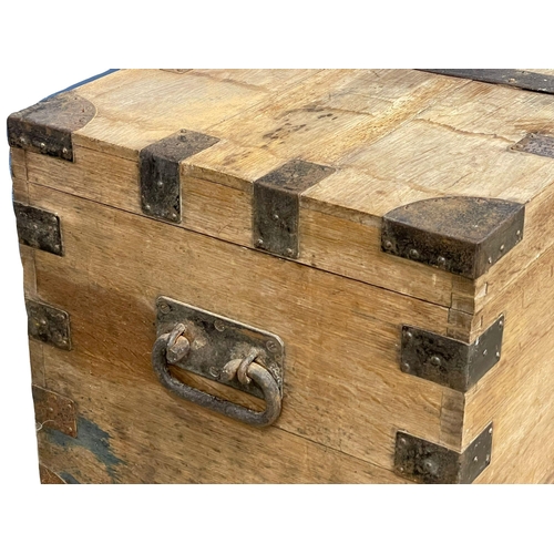 129 - A large Victorian metal bound silver chest. 80x53x53.5cm