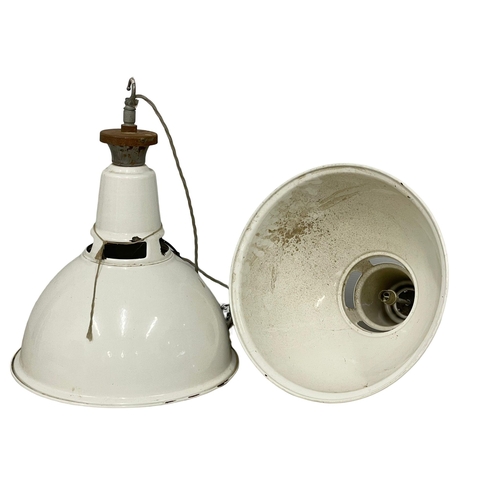 270U - A pair of large vintage industrial light fittings. 43x53cm