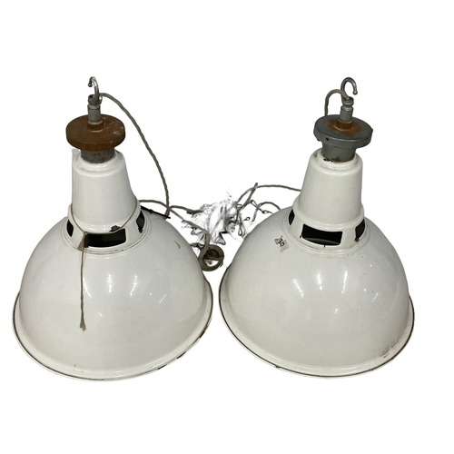 270U - A pair of large vintage industrial light fittings. 43x53cm