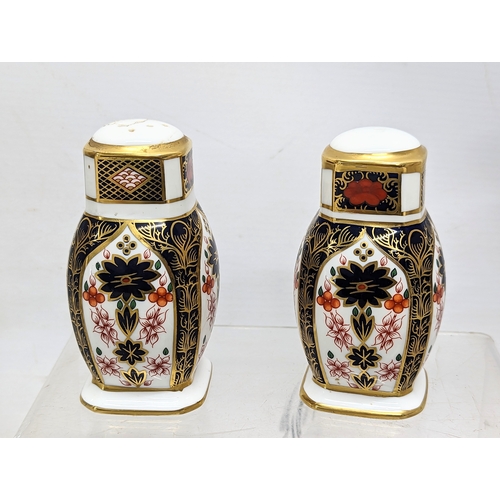 777 - A quantity of pottery including Royal Crown Derby salt and pepper shakers, 2 late 19th century Germa... 