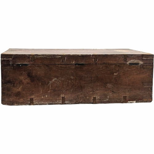 58 - A late 19th / early 20th century teak trunk Cunard White Star Label, inscribed F. Bell (Francis Bell... 