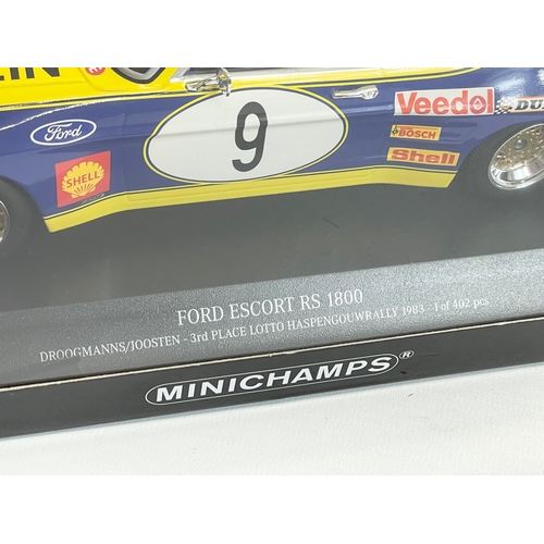 7 - A Minichamps Limited Edition Ford Escort RS 1800 in box. 1:18. Box measures 36x16x14.5cm