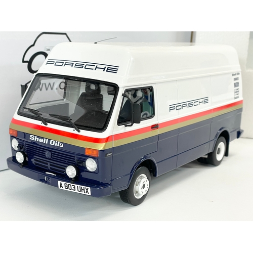 29 - An Otto Mobile Volkswagen LT40 Porsche Shell Oils van in box. 1:18. Box measures 43x20x23cm