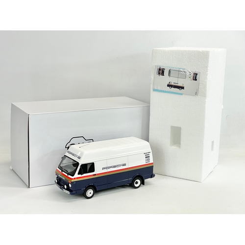 29 - An Otto Mobile Volkswagen LT40 Porsche Shell Oils van in box. 1:18. Box measures 43x20x23cm
