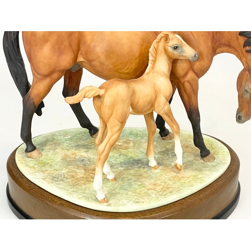 416 - A large Royal Worcester ‘Prince’s Grace & Foal’ on wooden stand. 26x18x24cm