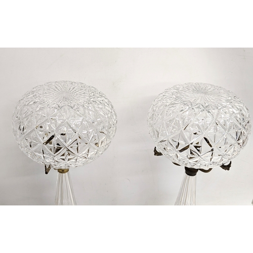 402 - A pair of tall vintage crystal lamps. 49cm