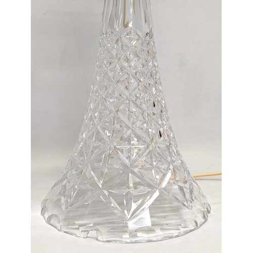 402 - A pair of tall vintage crystal lamps. 49cm