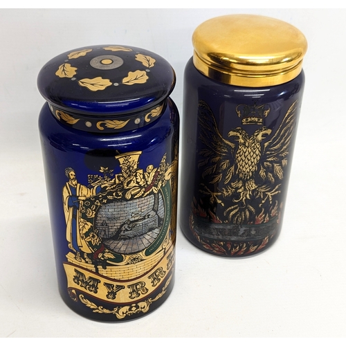 134 - A pair of Royal Pharmaceutical Society apothecary glass jars, 