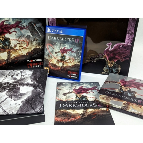 33 - A complete collector's edition of Darksiders III in box. Includes Playstation 4 Game, Fury figurine ... 