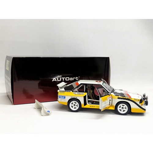 83 - An Autoart model of Audi Sport Quattro S1 #6, Rally Monte Carlo 1986. Box measures 33cm