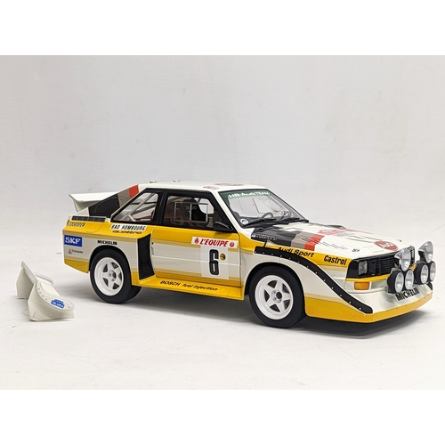 83 - An Autoart model of Audi Sport Quattro S1 #6, Rally Monte Carlo 1986. Box measures 33cm