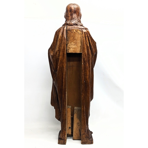 140 - A large 19th century carved limewood figure of Jesus Christ, with polychrome finish. 110cm