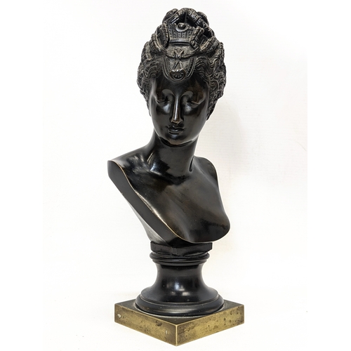 434 - A 19th century bronze bust of Diane de Poitiers (1500 – 1566), a French noblewoman and prominent cou... 