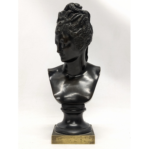 434 - A 19th century bronze bust of Diane de Poitiers (1500 – 1566), a French noblewoman and prominent cou... 