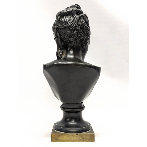 434 - A 19th century bronze bust of Diane de Poitiers (1500 – 1566), a French noblewoman and prominent cou... 