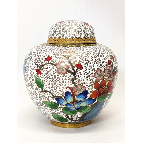 427 - A late 19th century Cloisonné jar with lid. 16cm