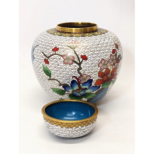 427 - A late 19th century Cloisonné jar with lid. 16cm