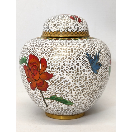 427 - A late 19th century Cloisonné jar with lid. 16cm