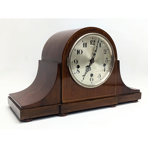 166 - A good quality 1930s inlaid mahogany mantle clock. 42.5x16.5x25cm