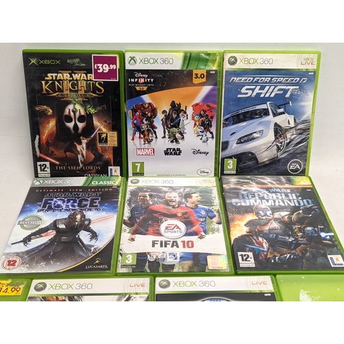 326 - 11 XBox games including Batman Arkham City, FIFA 10, Star Wars Republic Commando, Star Wars The Forc... 