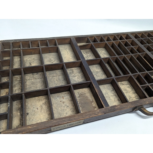 231 - A late 19th century printers tray. 83x36.5cm