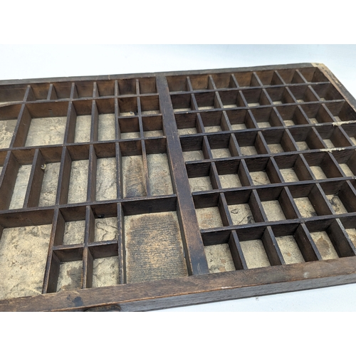 231 - A late 19th century printers tray. 83x36.5cm