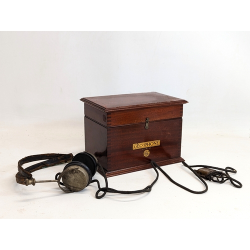 174 - A 1923 Gecophone Crystal detector, Set No. 1, with a pair of early 20th century headset. Box measure... 