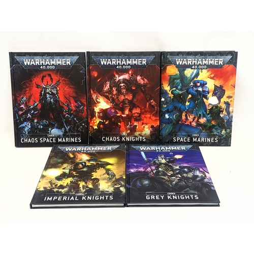 69 - 5 Warhammer 40,000 Codex Guide Books,  Chaos Space Marines, Chaos Knights, Space Marines, Grey Knigh... 