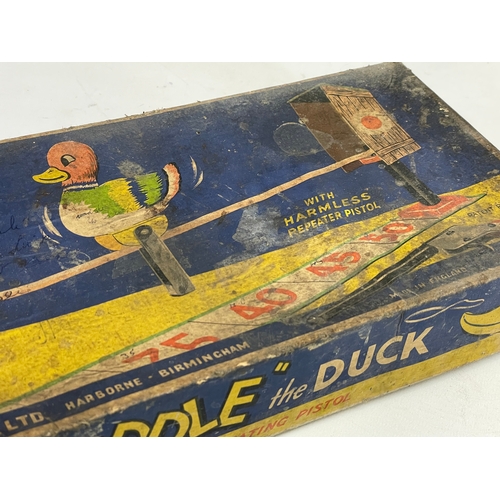 74 - A vintage Waddle The Duck Shooting Game by The Chad Valley Co LTD. Box measures 45.5cm