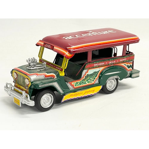 75 - A vintage tin plate Promite Philippine Jeepney jeep. 21cm