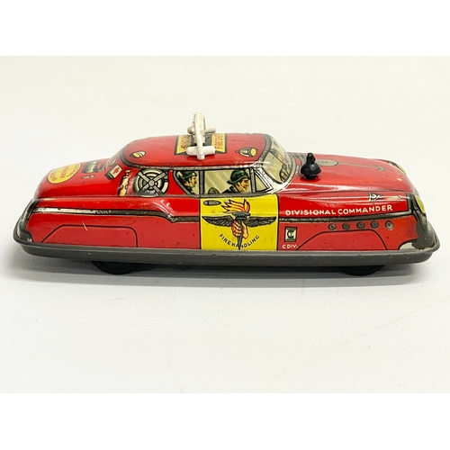 93 - A vintage tin plate Divisional Commander Area 1 Group B Fire Chief car. 13cm