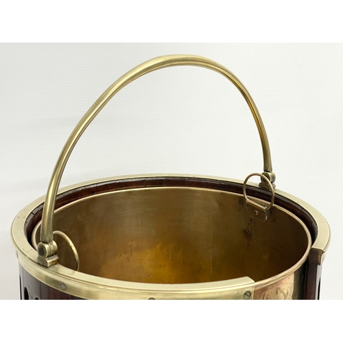 171 - A George III brass bound plate bucket with later liner. 30x33cm not including handle.