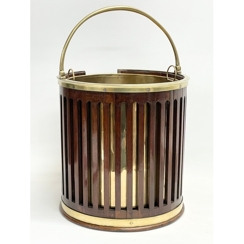 171 - A George III brass bound plate bucket with later liner. 30x33cm not including handle.