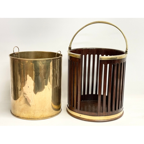 171 - A George III brass bound plate bucket with later liner. 30x33cm not including handle.