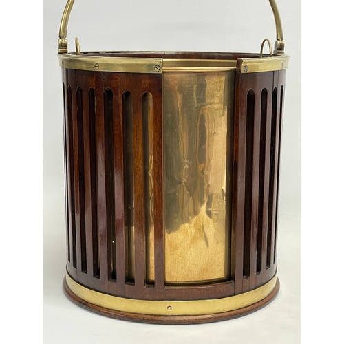 171 - A George III brass bound plate bucket with later liner. 30x33cm not including handle.