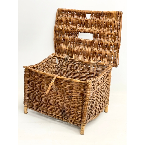 268 - A 1930’s Wicker fishing basket. 49x36x35cm