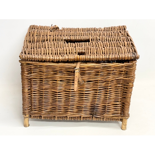 268 - A 1930’s Wicker fishing basket. 49x36x35cm